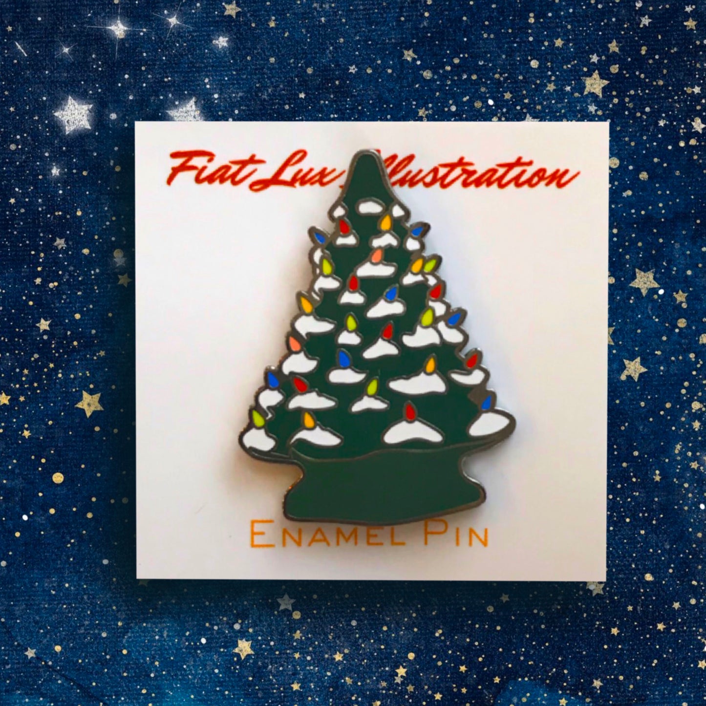 Vintage Inspired Ceramic Christmas Yule Tree Enamel Pin