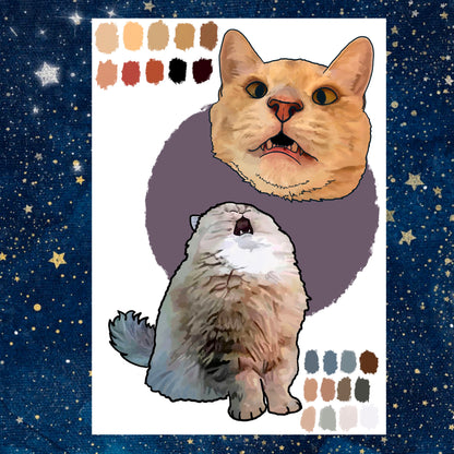 Digital Sketchbook 5x7 Print Cat Illustration Screaming Cats
