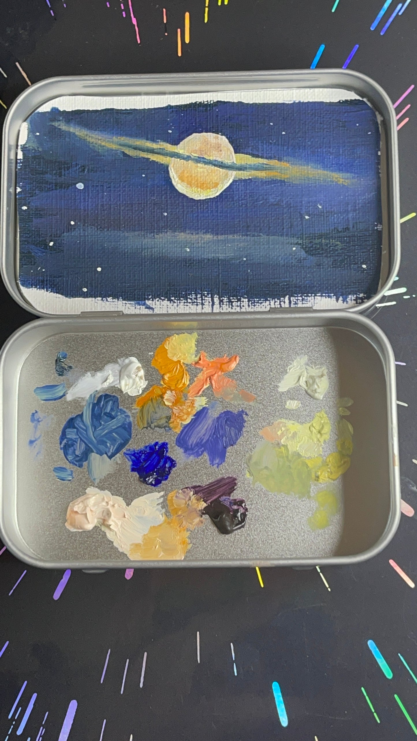 Cloudy Full Moon Oil Painting Tin Palette Series