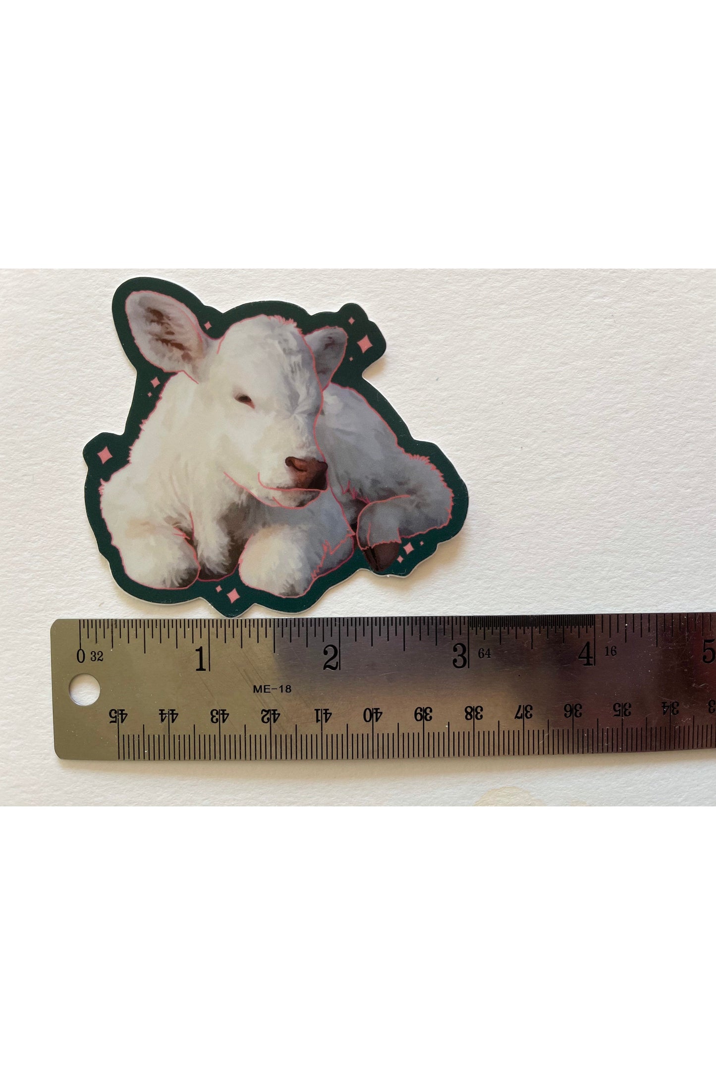 Albino White Calf Baby Cow Matte Vinyl Sticker.