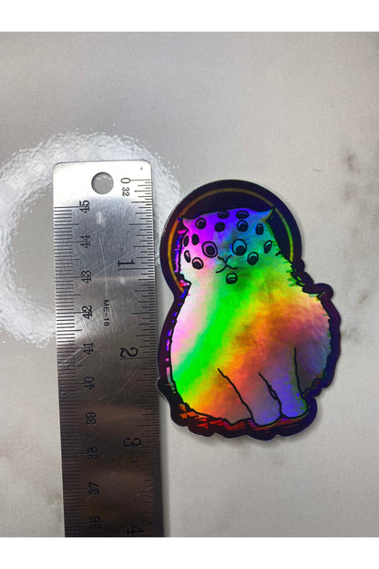 Look In My Eyes Biblically Accurate Angel Cat Holographic Vinyl Sticker.