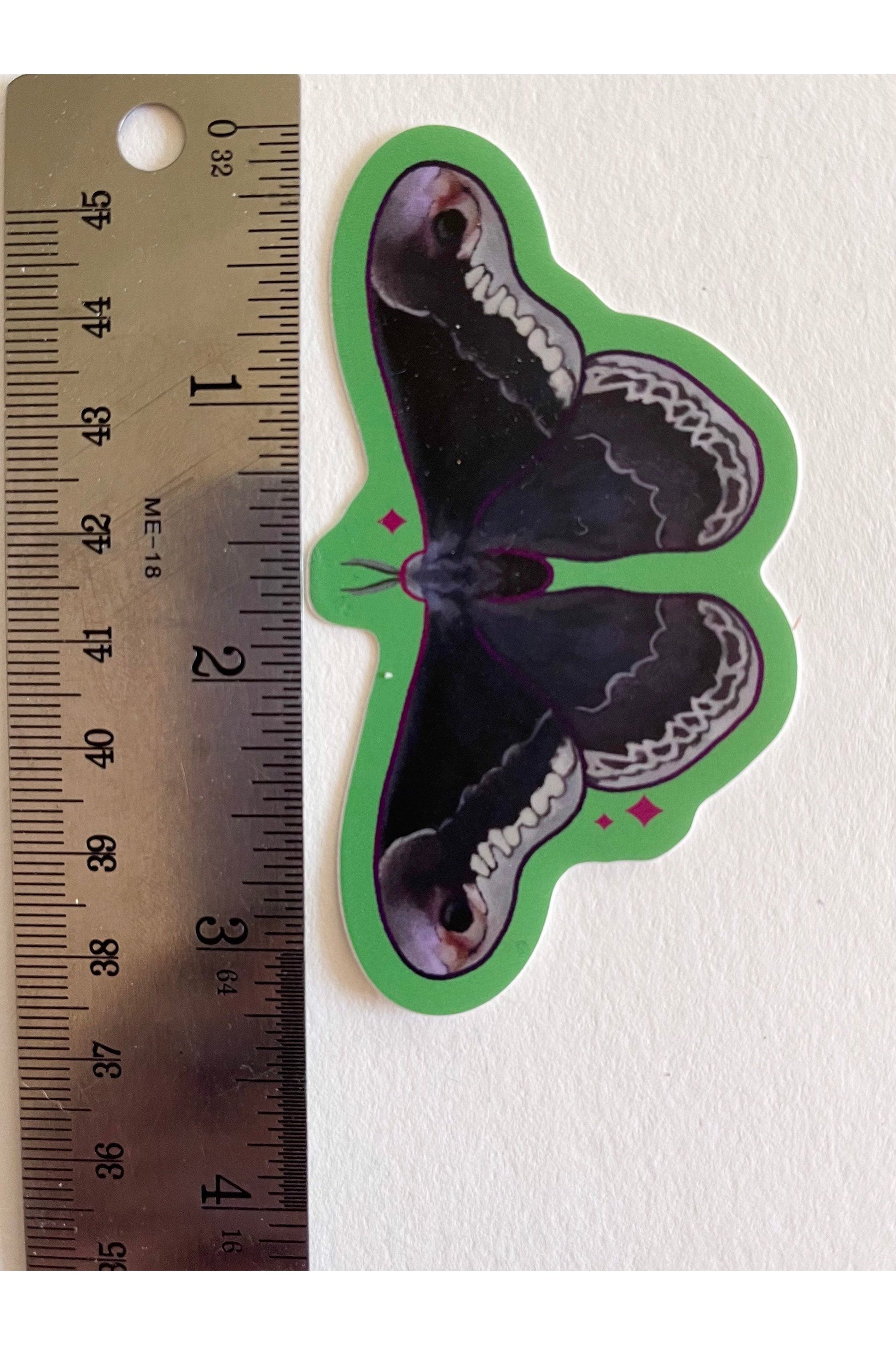 Goth Moth Promethea Silkmoth Matte Vinyl Nature Black Moth Sticker.