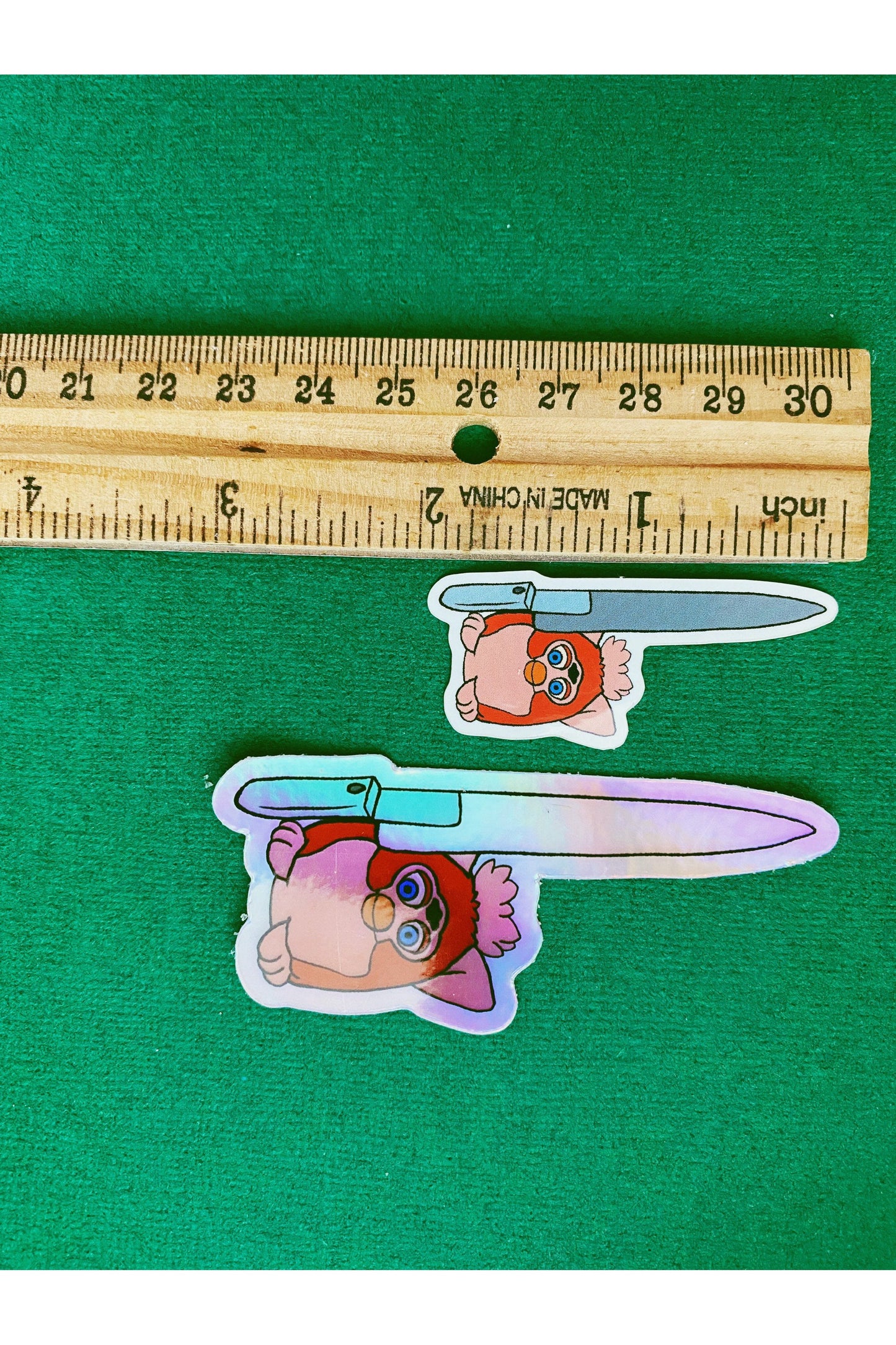 Cursed Furbies - Knife Baby Furby Art Mini Sticker.